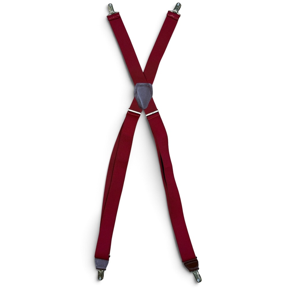 Vintage West Germany CAS Men's Burgundy Red X-Back Clip-On Suspenders Braces